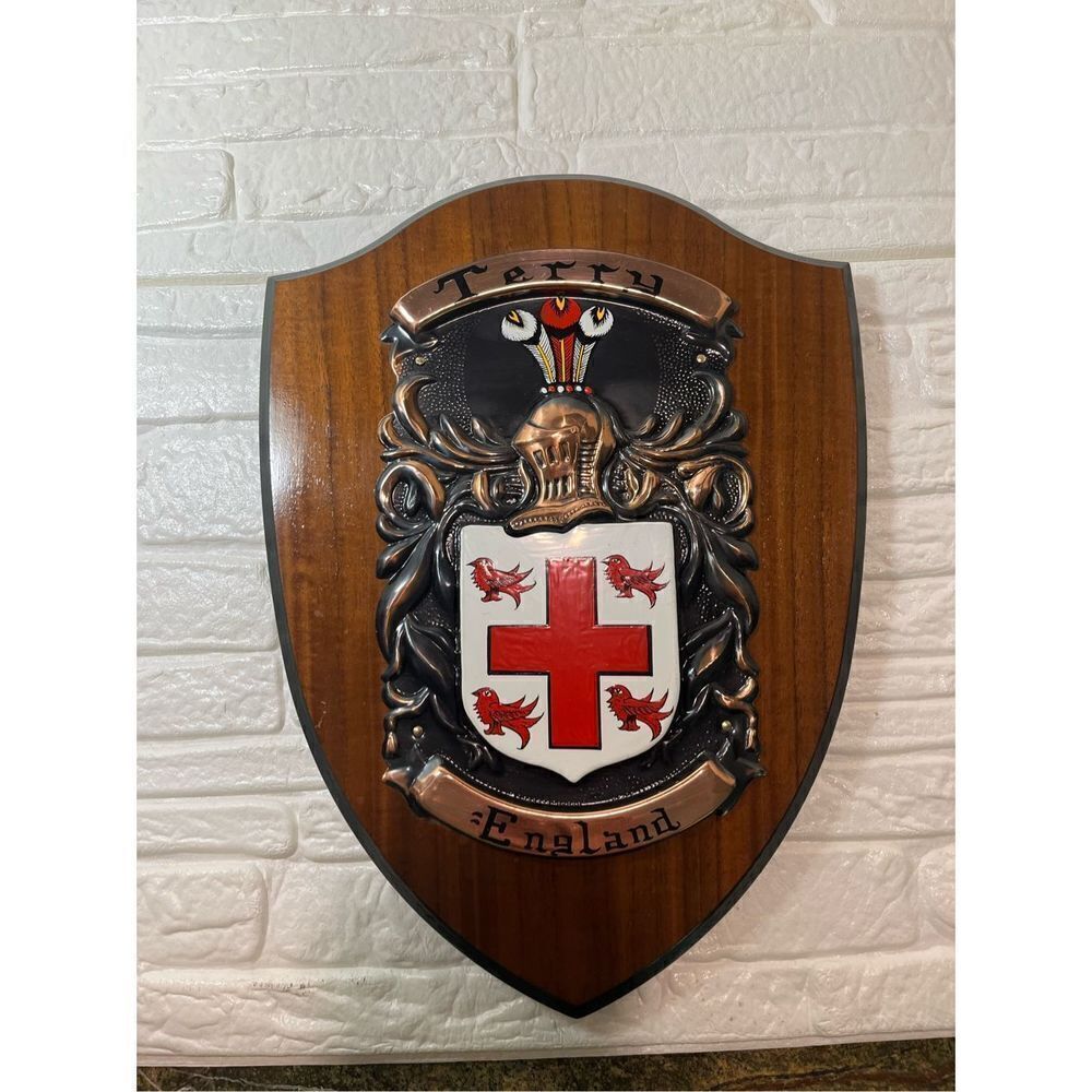 Hand-Painted Copper Shield on American Walnut.
